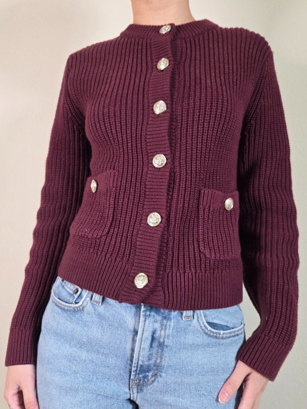 H&M Knit Purple Cardigan Button-Up Sweater - XS